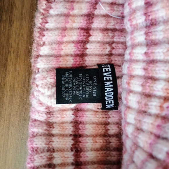 Steve Madden Pink and Cream Striped Beanie - Picture 4 of 4